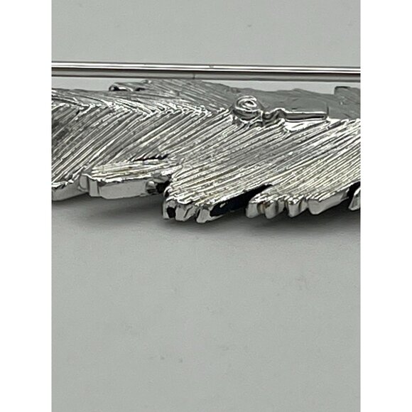 Silver Tone Brooch 3" Fluttering Feather - Picture 5 of 6